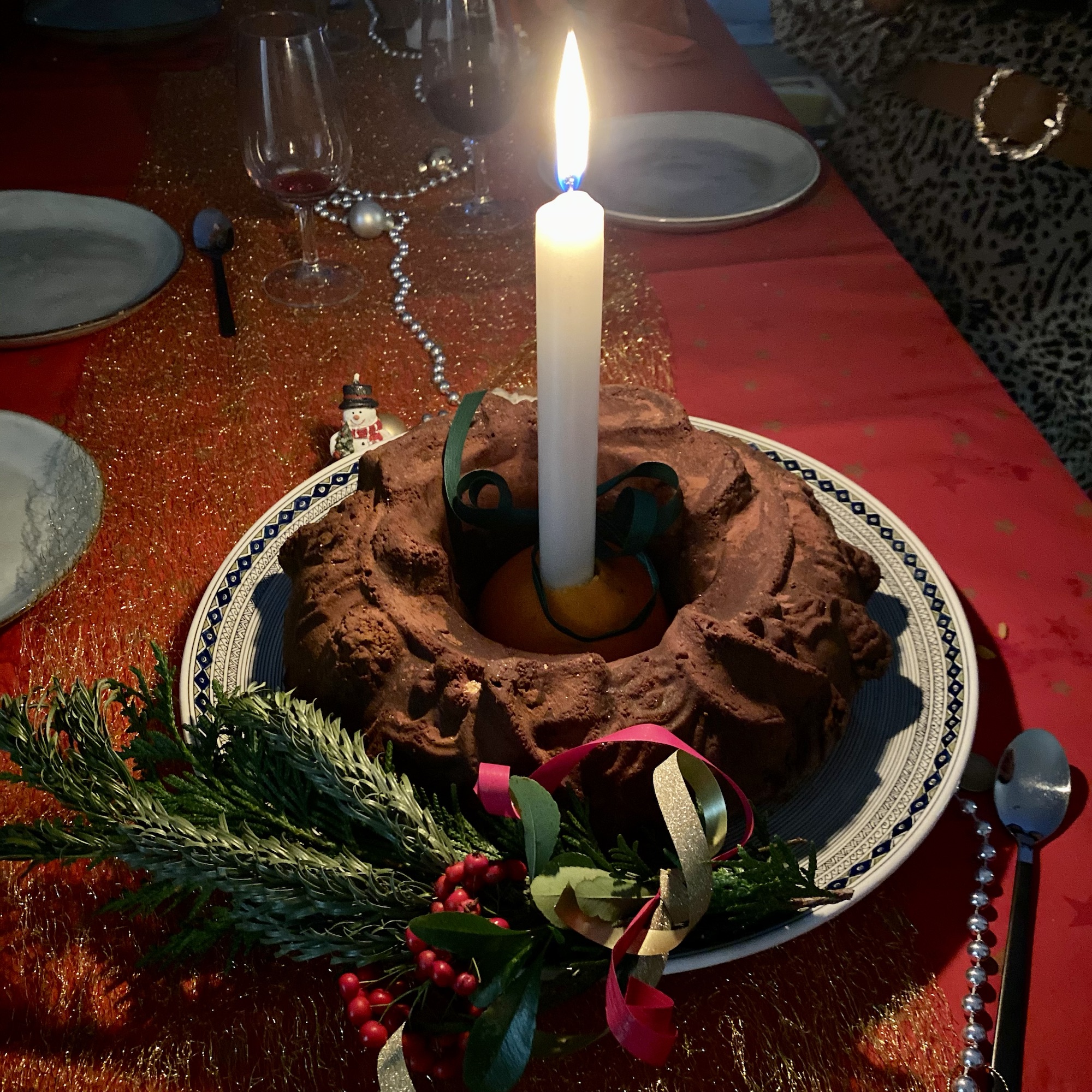 Cherry Chocolate Wreath Cake